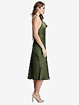 Side View Thumbnail - Olive Green Cowl-Neck Convertible Midi Slip Dress - Piper