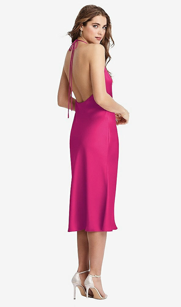 Back View - Think Pink Cowl-Neck Convertible Midi Slip Dress - Piper