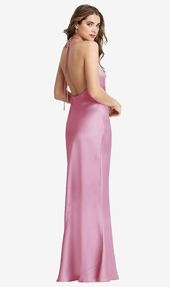 Front View - Powder Pink Cowl-Neck Convertible Maxi Slip Dress - Reese