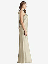 Side View Thumbnail - Champagne Tie Neck Low Back Maxi Tank Dress - Marin