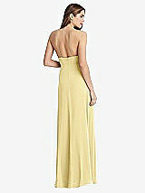Rear View Thumbnail - Pale Yellow High Neck Chiffon Maxi Dress with Front Slit - Lela