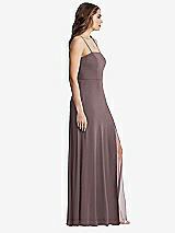 Side View Thumbnail - French Truffle Square Neck Chiffon Maxi Dress with Front Slit - Elliott