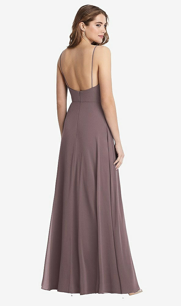 Back View - French Truffle Square Neck Chiffon Maxi Dress with Front Slit - Elliott