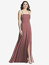 Front View Thumbnail - Rosewood Square Neck Chiffon Maxi Dress with Front Slit - Elliott