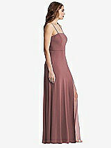 Side View Thumbnail - Rosewood Square Neck Chiffon Maxi Dress with Front Slit - Elliott
