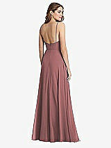 Rear View Thumbnail - Rosewood Square Neck Chiffon Maxi Dress with Front Slit - Elliott