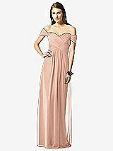 Front View Thumbnail - Pale Peach Off-the-Shoulder Ruched Chiffon Maxi Dress - Alessia