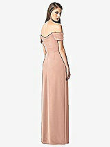 Rear View Thumbnail - Pale Peach Off-the-Shoulder Ruched Chiffon Maxi Dress - Alessia