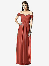 Front View Thumbnail - Amber Sunset Off-the-Shoulder Ruched Chiffon Maxi Dress - Alessia