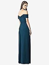 Rear View Thumbnail - Atlantic Blue Off-the-Shoulder Ruched Chiffon Maxi Dress - Alessia