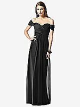 Front View Thumbnail - Black Off-the-Shoulder Ruched Chiffon Maxi Dress - Alessia