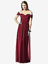 Front View Thumbnail - Burgundy Off-the-Shoulder Ruched Chiffon Maxi Dress - Alessia