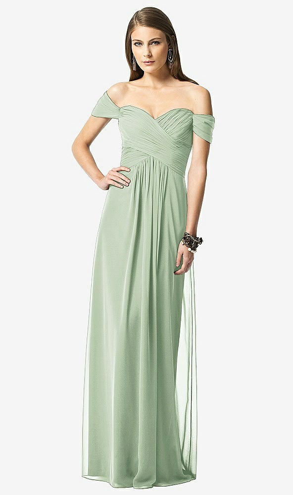 Front View - Celadon Off-the-Shoulder Ruched Chiffon Maxi Dress - Alessia