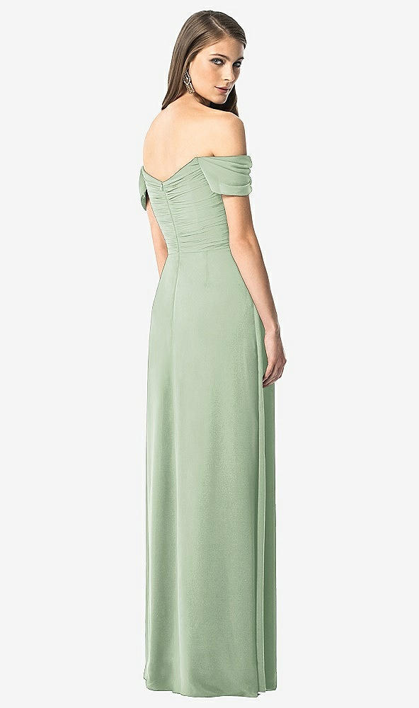 Back View - Celadon Off-the-Shoulder Ruched Chiffon Maxi Dress - Alessia