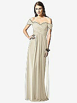 Front View Thumbnail - Champagne Off-the-Shoulder Ruched Chiffon Maxi Dress - Alessia