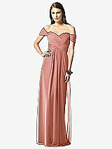 Front View Thumbnail - Desert Rose Off-the-Shoulder Ruched Chiffon Maxi Dress - Alessia
