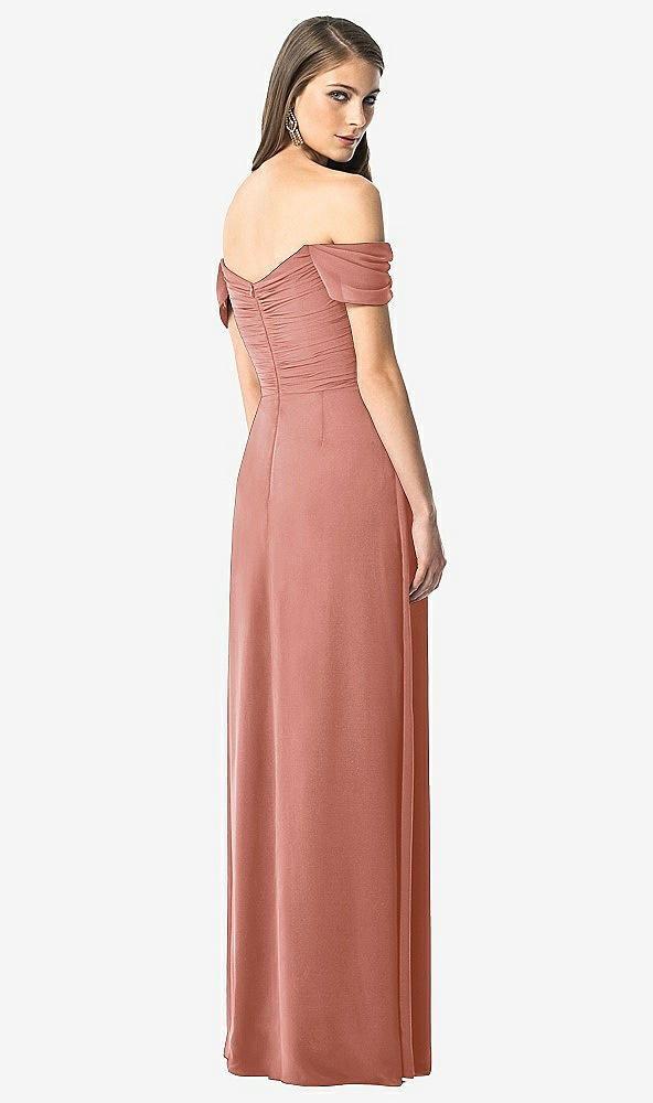 Back View - Desert Rose Off-the-Shoulder Ruched Chiffon Maxi Dress - Alessia