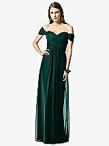 Front View Thumbnail - Evergreen Off-the-Shoulder Ruched Chiffon Maxi Dress - Alessia