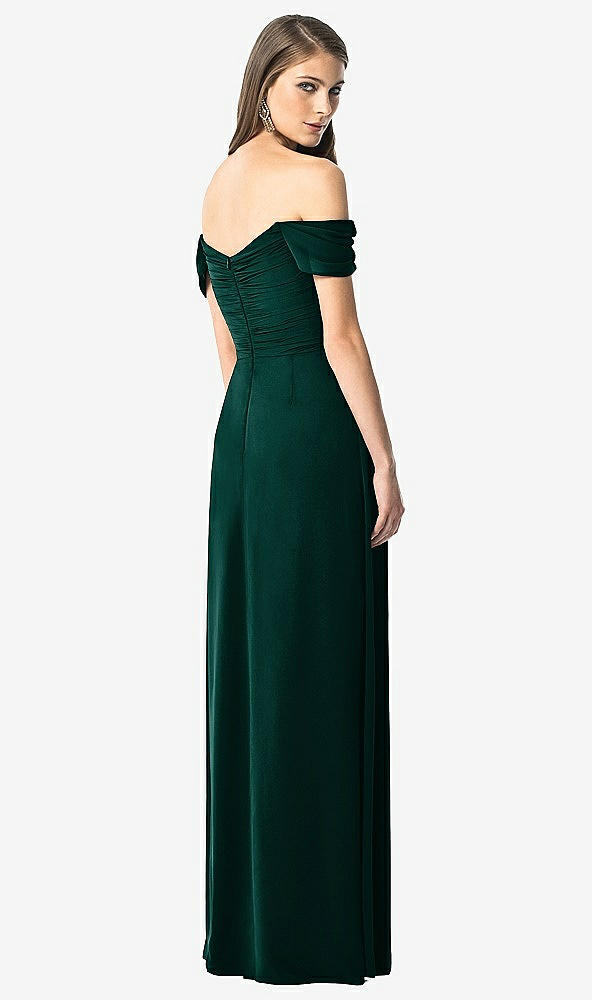 Back View - Evergreen Off-the-Shoulder Ruched Chiffon Maxi Dress - Alessia