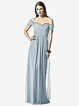 Front View Thumbnail - Mist Off-the-Shoulder Ruched Chiffon Maxi Dress - Alessia