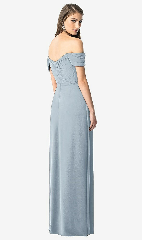 Back View - Mist Off-the-Shoulder Ruched Chiffon Maxi Dress - Alessia