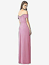 Rear View Thumbnail - Powder Pink Off-the-Shoulder Ruched Chiffon Maxi Dress - Alessia