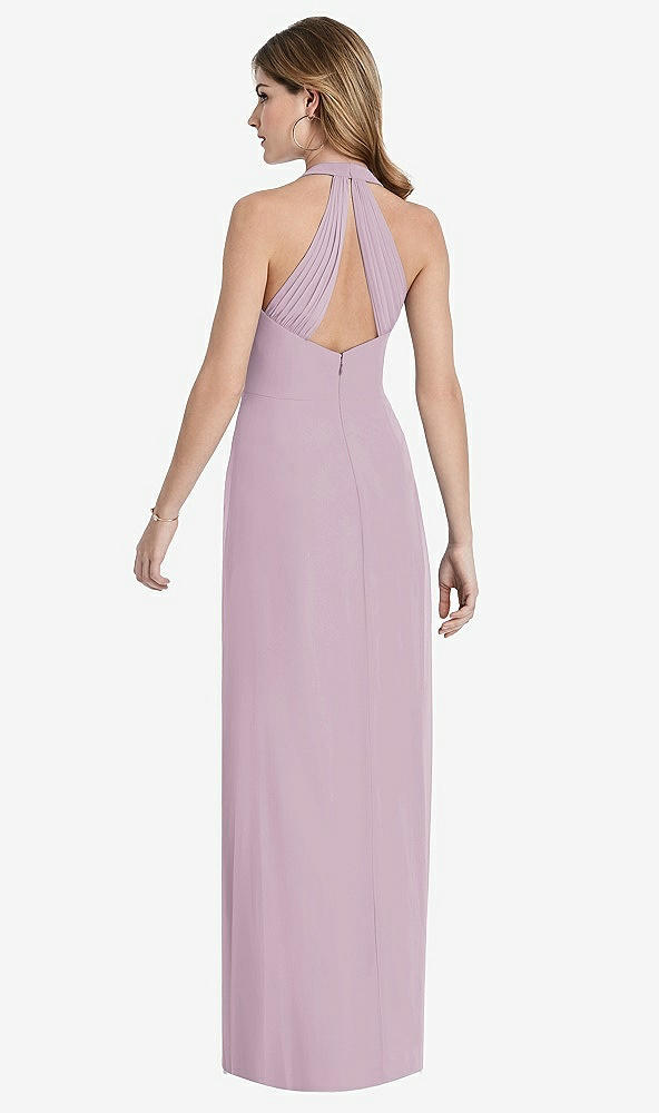 Front View - Suede Rose V-Neck Halter Chiffon Maxi Dress - Taryn