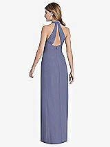 Front View Thumbnail - French Blue V-Neck Halter Chiffon Maxi Dress - Taryn