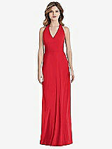 Rear View Thumbnail - Parisian Red V-Neck Halter Chiffon Maxi Dress - Taryn