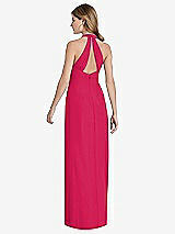 Front View Thumbnail - Vivid Pink V-Neck Halter Chiffon Maxi Dress - Taryn