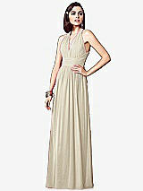 Front View Thumbnail - Champagne Ruched Halter Open-Back Maxi Dress - Jada