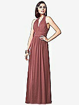 Front View Thumbnail - English Rose Ruched Halter Open-Back Maxi Dress - Jada