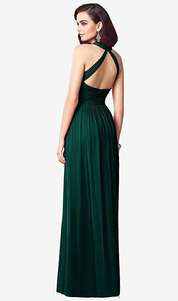 Back View - Evergreen Ruched Halter Open-Back Maxi Dress - Jada