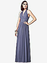 Front View Thumbnail - French Blue Ruched Halter Open-Back Maxi Dress - Jada