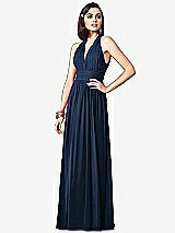 Front View Thumbnail - Midnight Navy Ruched Halter Open-Back Maxi Dress - Jada