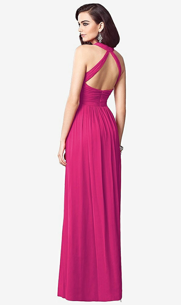 Back View - Think Pink Ruched Halter Open-Back Maxi Dress - Jada