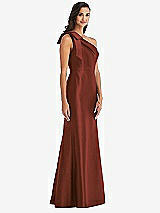 Alt View 3 Thumbnail - Auburn Moon Bow One-Shoulder Satin Trumpet Gown