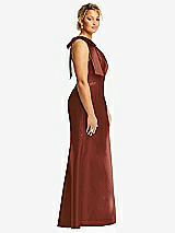 Side View Thumbnail - Auburn Moon Bow One-Shoulder Satin Trumpet Gown