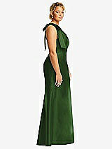 Side View Thumbnail - Celtic Bow One-Shoulder Satin Trumpet Gown