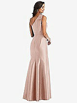 Alt View 3 Thumbnail - Toasted Sugar Bow One-Shoulder Satin Trumpet Gown