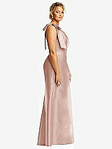 Side View Thumbnail - Toasted Sugar Bow One-Shoulder Satin Trumpet Gown