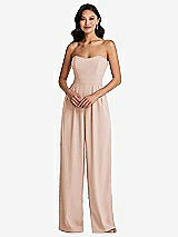 Front View Thumbnail - Cameo Strapless Pleated Front Jumpsuit with Pockets