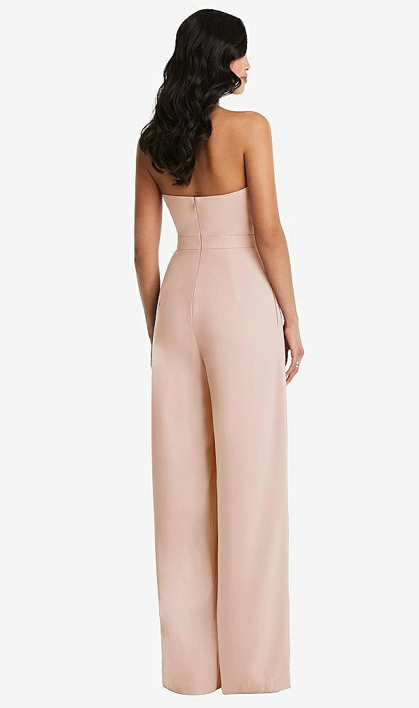 Back View - Cameo Strapless Pleated Front Jumpsuit with Pockets