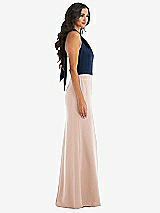 Alt View 2 Thumbnail - Cameo & Midnight Navy High-Neck Open-Back Maxi Dress with Scarf Tie