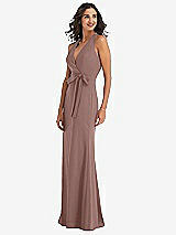 Side View Thumbnail - Sienna Open-Back Halter Maxi Dress with Draped Bow