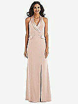 Front View Thumbnail - Cameo Halter Tuxedo Maxi Dress with Front Slit