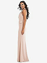 Side View Thumbnail - Cameo Halter Tuxedo Maxi Dress with Front Slit
