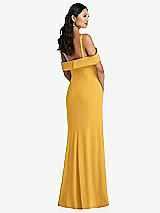 Alt View 3 Thumbnail - NYC Yellow One-Shoulder Draped Cuff Maxi Dress with Front Slit