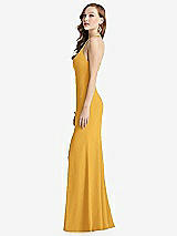 Side View Thumbnail - NYC Yellow High-Neck Halter Dress with Twist Criss Cross Back 