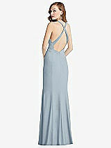 Front View Thumbnail - Mist High-Neck Halter Dress with Twist Criss Cross Back 